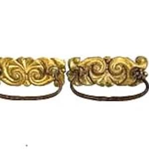 Vintage Brass Drawer Pulls with Drop Bail Handle Pair