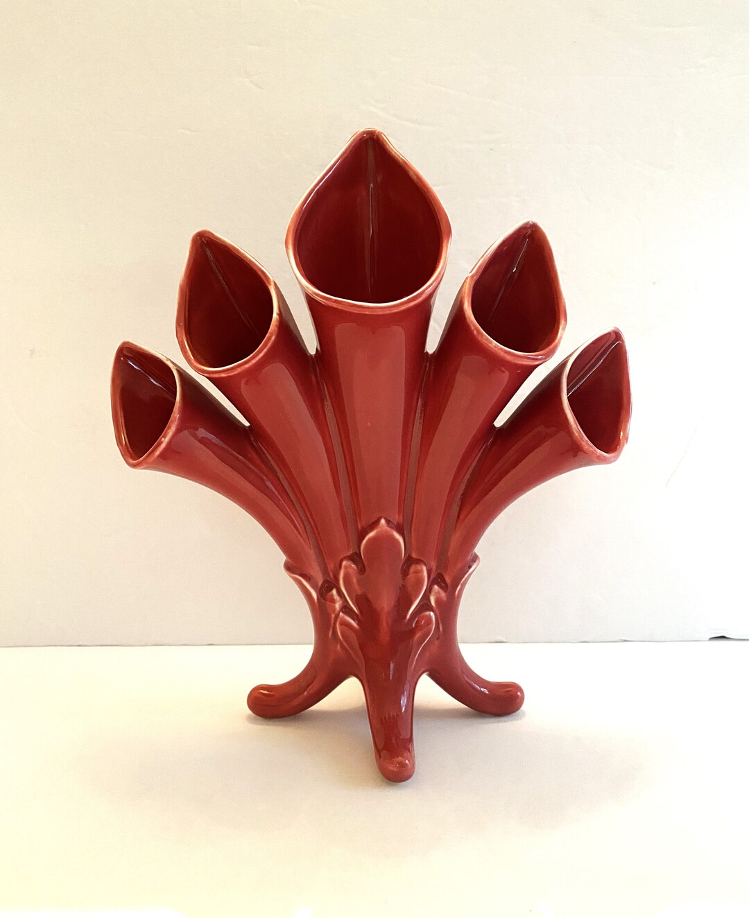 Vintage Art Deco Ceramic 5 Finger Vase Unique Flower Vase With Multiple