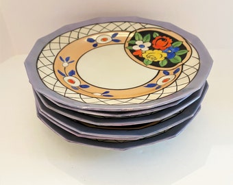 Vintage Lusterware Plates Set of Six Delicate Iridescent Porcelain China, 7 inch Plates Made in Japan