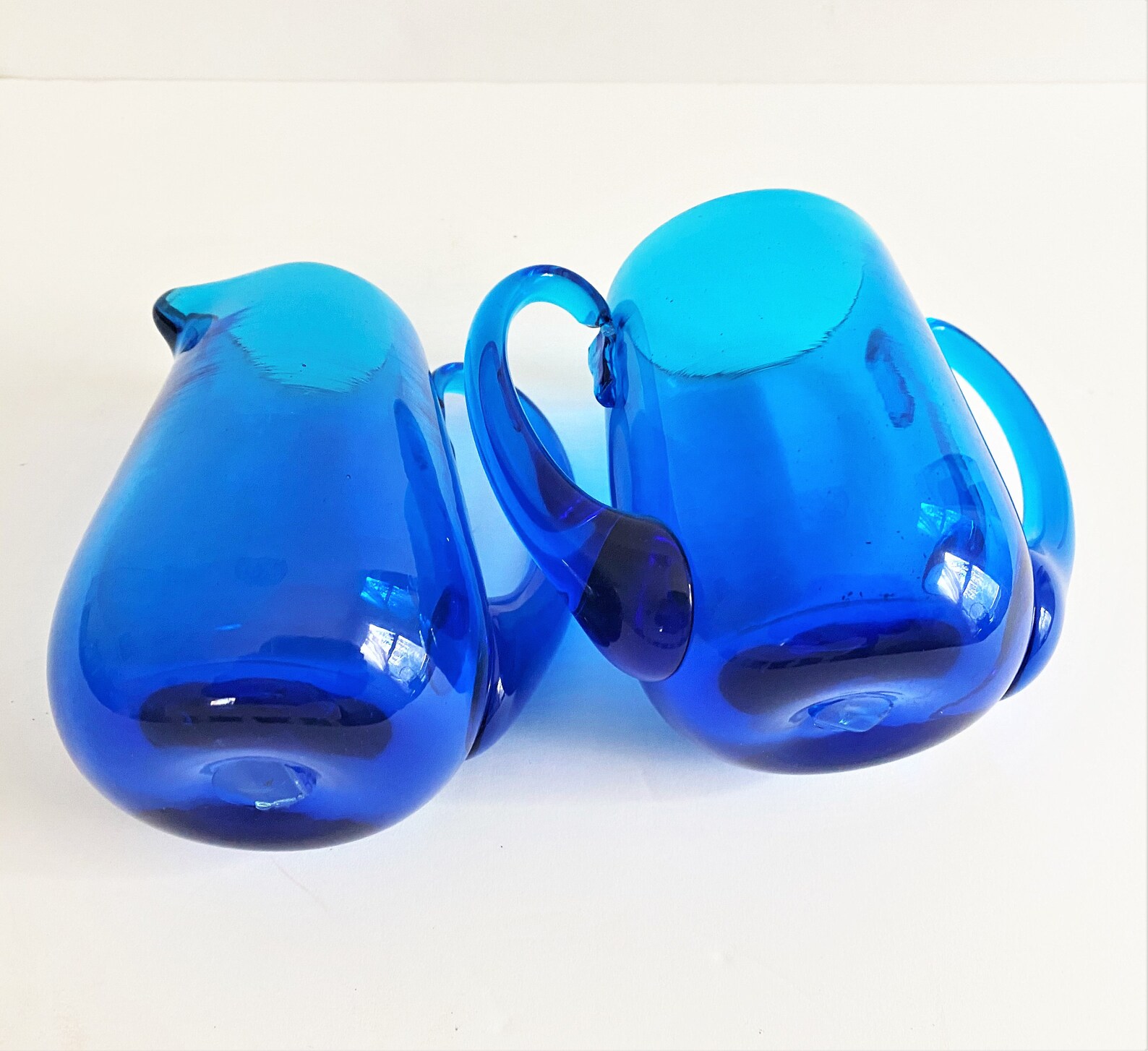 Vintage Cobalt Blue Sugar and Creamer Hand Blown Glass Sugar Etsy