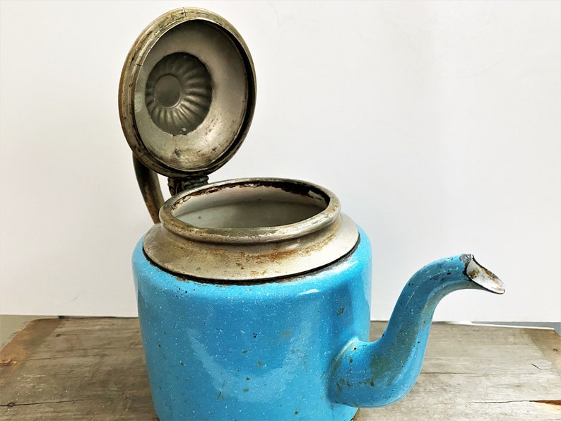 Antique Manning and Bowman Graniteware Teapot Made in Meriden Connecticut