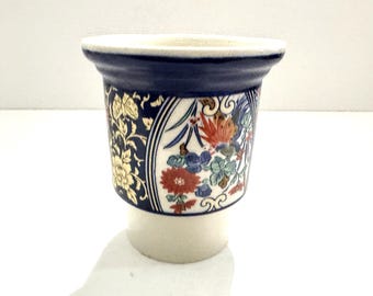Vintage Japanese Imari Style Ceramic Candle Holder or Decorative Vase circa 1980s
