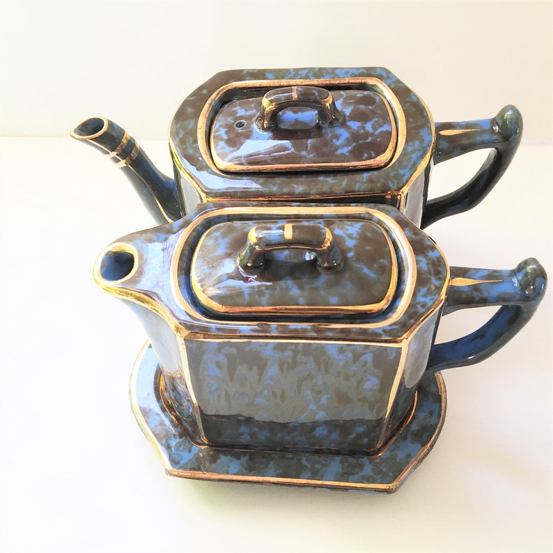 Antique WADE Pottery England Tea and Coffee Pot With Tray Etsy