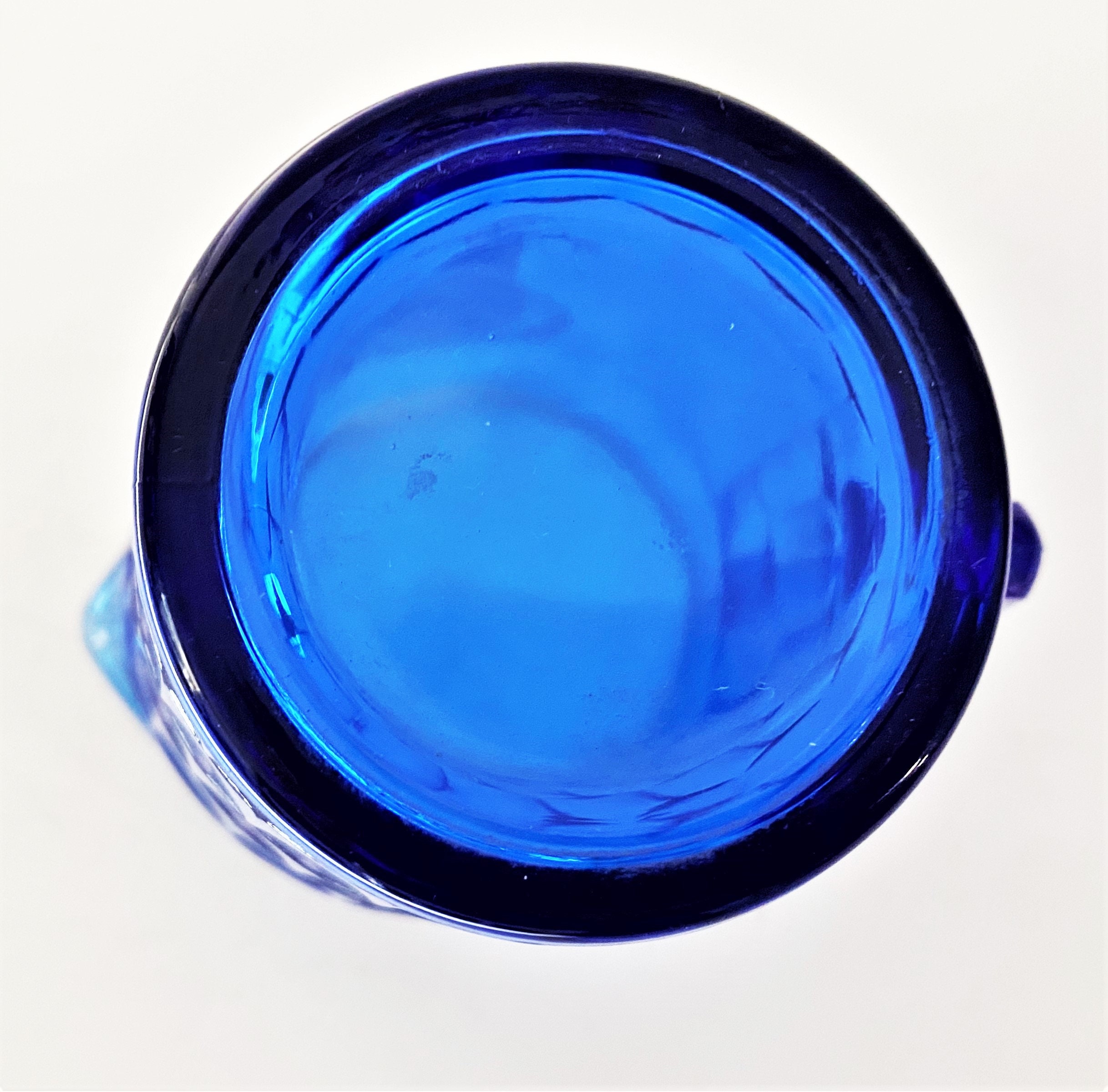 Vintage Shirley Temple Pitcher, Cobalt Blue Depression Glass