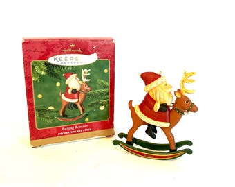 Vintage Christmas Tree Ornament Hallmark Keep Sake Ornament Rocking Santa Ornament 2001