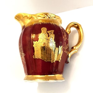 Vintage Lusterware Red and Gold Small Pitcher or Creamer