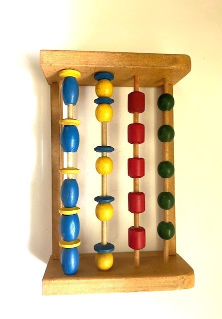 Fritzel Counter Vintage Fritzel Wood Bead Counter, Abacus Counting Toy Primary Colors ...