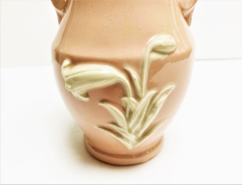 Vintage Ceramic Vase Pale Pink With White Raise Flowers on Etsy