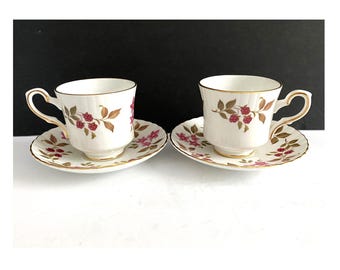 Vintage Royal Stafford Bone China Cup and Saucers Fragrance Pattern
