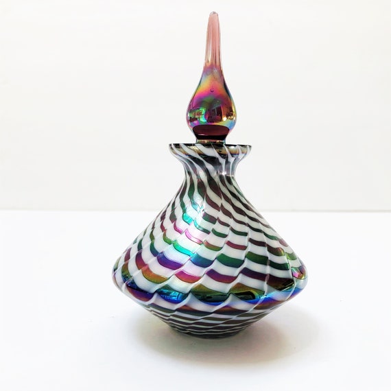 Vintage Perfume Bottle with Dauber Hand Lukian Glass Studios | Old perfume