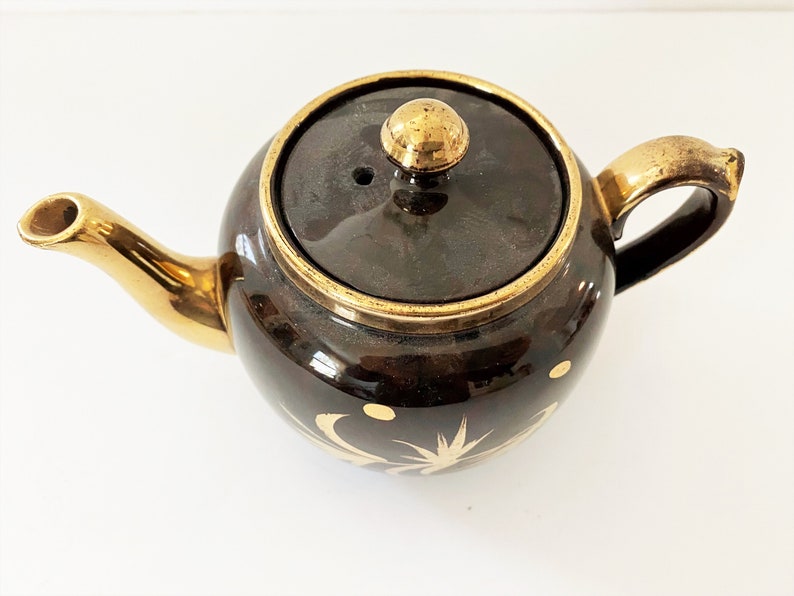 Antique Individual Teapot Gibsons England Hand Painted Black Etsy