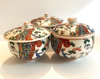 江戸後期　古清水　茶壺　高さ11㎝　タサチ　東な7-0703⭐︎2F Vintage Traditional Japanese Teapot With 3 Cups With Lids