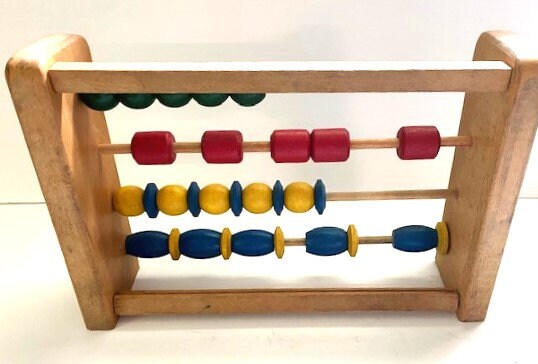 Fritzel Counter Vintage Fritzel Wood Bead Counter, Abacus Counting Toy Primary Colors ...