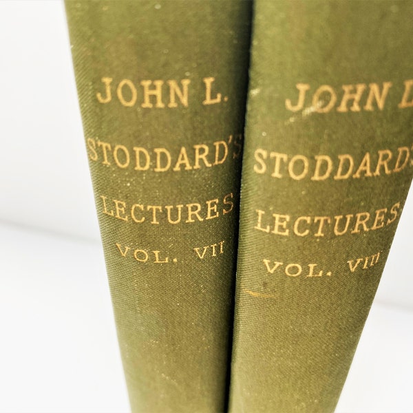 Antique Books John L. Stoddard's Lectures Volumes 7 The Rhine, Belgium, Holland, Mexico and 8 Florence, Naples, Rome