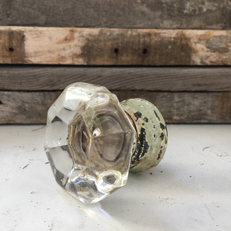 Antique Glass Octagonal Door Knob Flat Glass Top That Angles Etsy