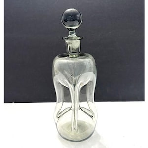 Vintage Holmegaard Kluk-Kluk Glass Decanter Smokey Grey Decanter with Round Lid Danish Modern Barware