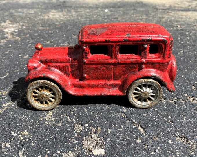 Vintage Die Cast Metal Toy Car Red Ford Model A Fordor Car 6 Inch Long Red Cast Metal Car Etsy
