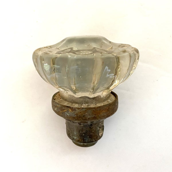 Antique Glass Door Knob with 12 Point Molded Glass Knob Vintage Renovation Hardware