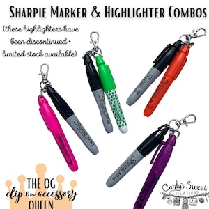 Mini Sharpie Marker & Highlighter Badge Clips • Mini Sharpie Highlighter
