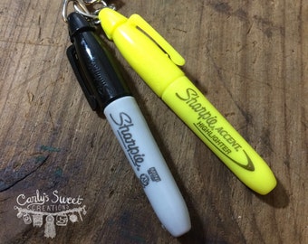 Mini Sharpie Badge Clip - Nurse Jewelry - Marker and Highlighter - Nurse Marker