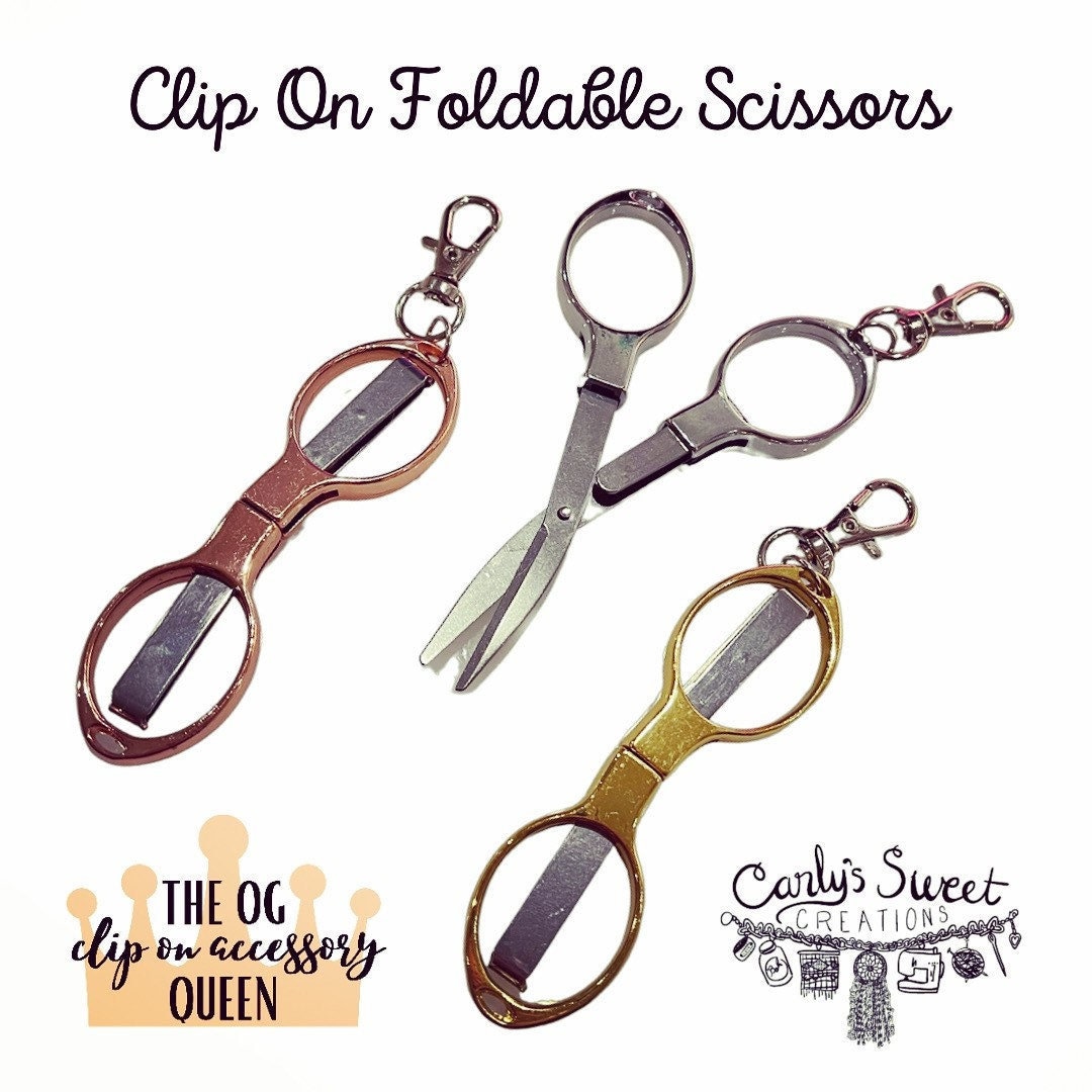 Clip On Foldable Scissors • Foldable Scissor Keychain • Foldable Scissor  Clip • Stainless Steel Scissors • Travel Scissors • Mini Scissors