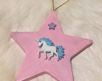 Unicorn on Star Ornament #1