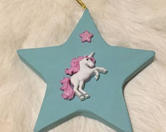 Unicorn on Star Ornament #1