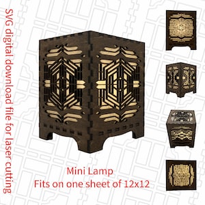 Frank Lloyd Wright Inspired 4.5 inch Lamp&#39;s SVG File.  Elevate your home decor with this architectural light is a perfect DIY home project.