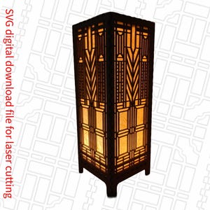 Frank Lloyd Wright Inspired 11 inch Lamp&#39;s SVG File.  Elevate your home decor with this architectural light is a perfect DIY home project.