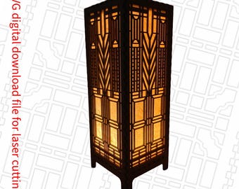 Frank Lloyd Wright Inspired 11 inch Lamp's SVG File.  Elevate your home decor with this architectural light is a perfect DIY home project.