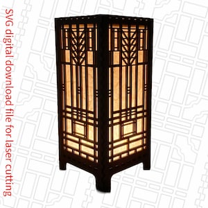Frank Lloyd Wright Inspired 9 inch Lamp&#39;s SVG File.  Elevate your home decor with this architectural light is a perfect DIY home project.