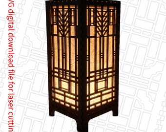Frank Lloyd Wright Inspired 9 inch Lamp's SVG File.  Elevate your home decor with this architectural light is a perfect DIY home project.