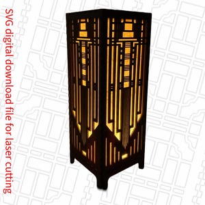 Frank Lloyd Wright geïnspireerd 11 inch lamp's SVG-bestand.  Geef je interieur een boost met deze architecturale lamp: een perfect doe-het-zelfproject.
