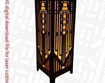 Frank Lloyd Wright Inspired 11 inch Lamp's SVG File.  Elevate your home decor with this architectural light is a perfect DIY home project.