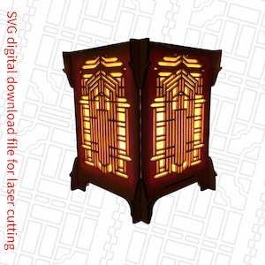 Frank Lloyd Wright Inspired Lamp&#39;s SVG File.  Elevate your home decor with this architectural light is a perfect DIY laser SVG home project.