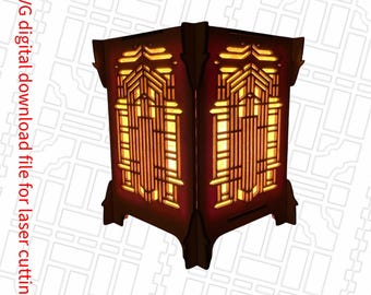 Frank Lloyd Wright Inspired Lamp's SVG File.  Elevate your home decor with this architectural light is a perfect DIY laser SVG home project.