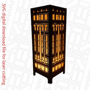 Frank Lloyd Wright Inspired 11 inch Lamp&#39;s SVG File.  Elevate your home decor with this architectural light is a perfect DIY home project.