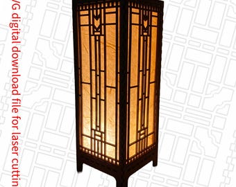 Frank Lloyd Wright Inspired 11 inch Lamp's SVG File.  Elevate your home decor with this architectural light is a perfect DIY home project.