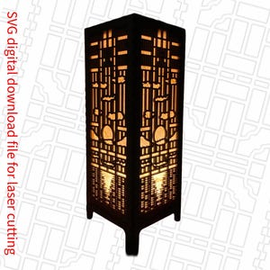 Frank Lloyd Wright Inspired 11 inch Lamp&#39;s SVG File.  Elevate your home decor with this architectural light is a perfect DIY home project.