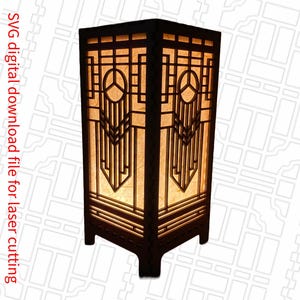 Frank Lloyd Wright Inspired 9 inch Lamp&#39;s SVG File.  Elevate your home decor with this architectural light is a perfect DIY home project.