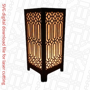 Asian inspired geometric 9 inch tabletop tea light lantern SVG digital cut file