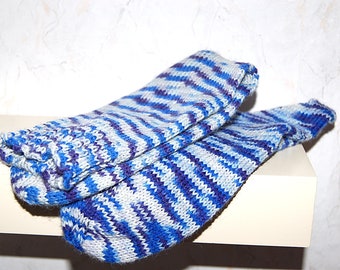 41 42 Stricksocken Blau Weiß Kuschelsocken Wollsocken Herren Wollsocken Wandersocken Damen Ski Socken