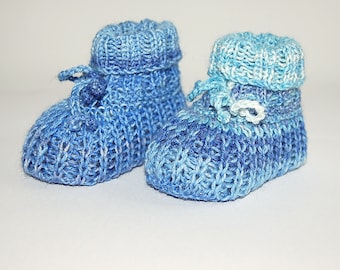 Babyschuhe 0-3 Monate gestrickt Blau warme Schuhe für Babys Babybooties Babystiefel Elterngeschenk
