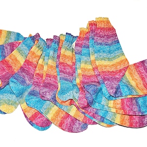 Socks hand knitted children's rainbow socks size 24 - 35 wool socks custom size cuddly socks