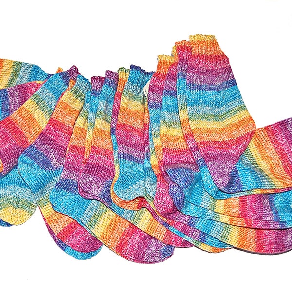 Socken handgestrickt Kinder Regenbogensocken Größe 24 - 35 Wollsocken Wunschgröße Kuschelsocken