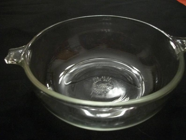 Vintage Pyrex Set Clear #018 and #019 Bowl and 20 oz. Casseroles 10 oz Baking Dish