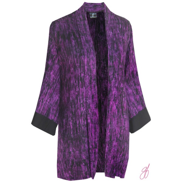 Women's Kimono Jacket Purple, Plus Size Cardigan, Oversized Tunic Kimono Cardigan, One Plus Size (1x 2x) Handmade Clothes, Boho Kimono 1x 2x