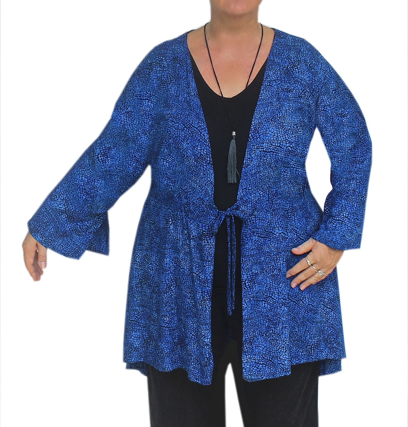 Plus Size Kimono Duster Cardigan Women's Long Sleeve Blue - Etsy
