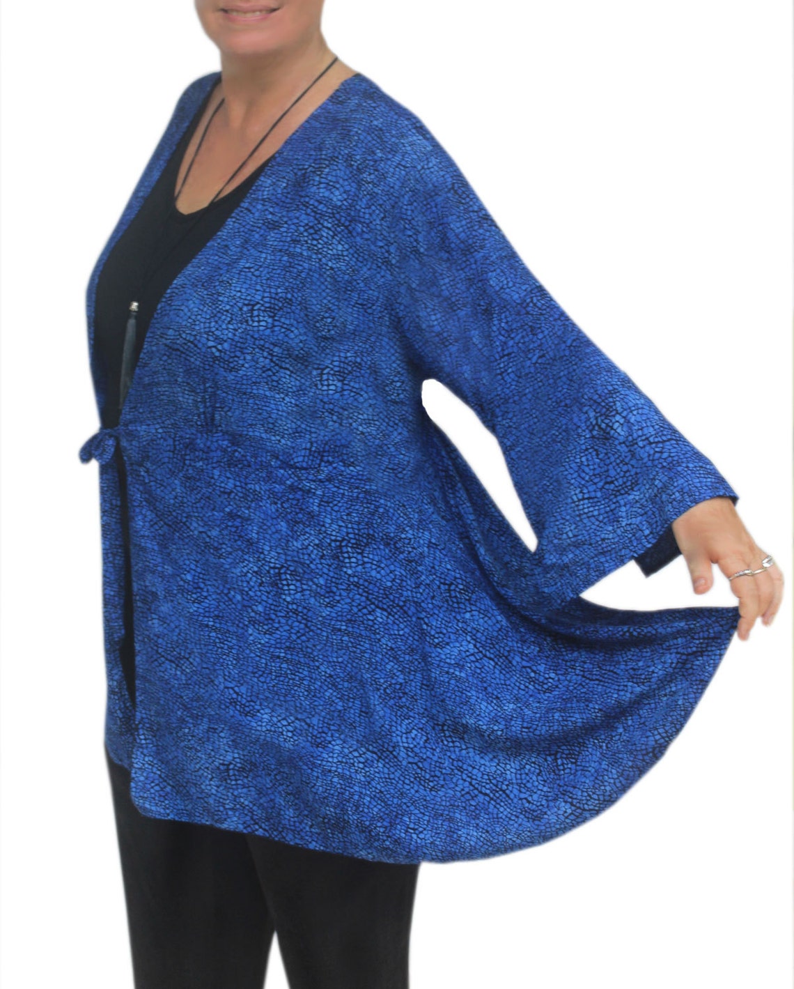 Plus Size Kimono Duster Cardigan Women's Long Sleeve Blue Etsy