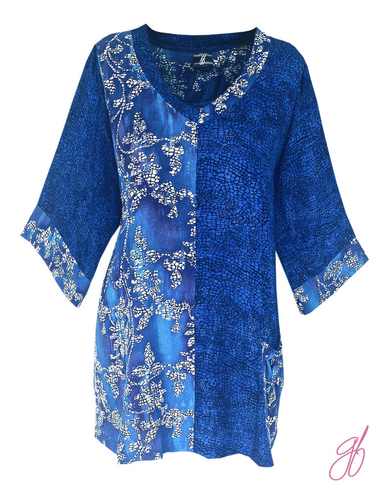 Long Sleeve Women's Plus Size Tunic Top Batik Art Wear - Etsy